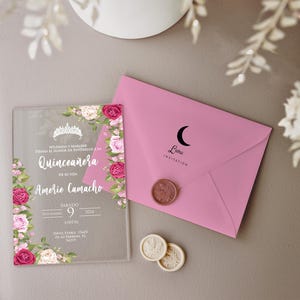 Quinceañera Invitation Set with Clear Acrylic and Crown Design