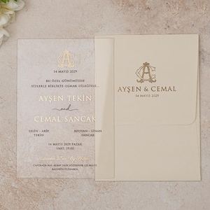Acryl ivoor en gouden huwelijksuitnodigingen met goudfolie, aangepaste luxe RSVP-kaarten voor bestemming bruiloften cadeau