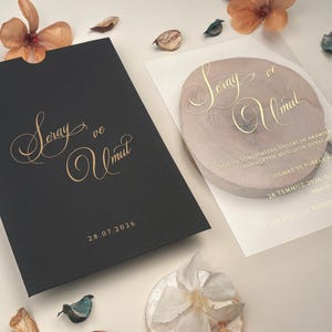 Acryl Hochzeitseinladung Gold Folie, Elegante Schwarz und Gold Einladung für Hochzeiten, Benutzerdefinierte Brautparty Geschenk Klares Acryl