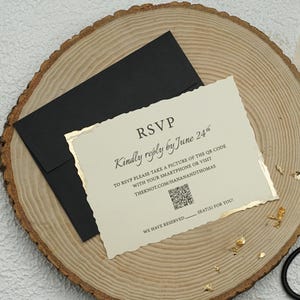 Antwortkarte mit QR-Code, Roségold-/Silberfoliendruck, elegante Hochzeitsantwortkarte