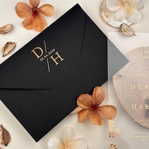 Gold folierte Acrylhochzeits-Einladung, elegante schwarze und goldene Einladung für Hochzeiten, kundenspezifisches Brautpartygeschenk klares Acryl