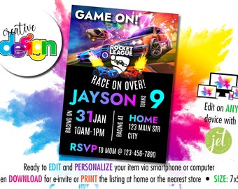 Racing Game Birthday Invitation | Instant Personalised and Editable | Digital download & Printable | 7”x5” size