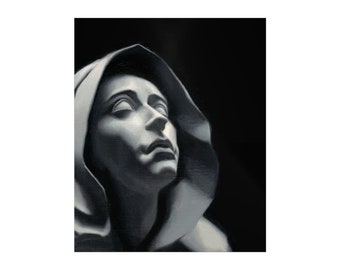 Dramatic Repentant Nun, Religious, Redemption, Art Print