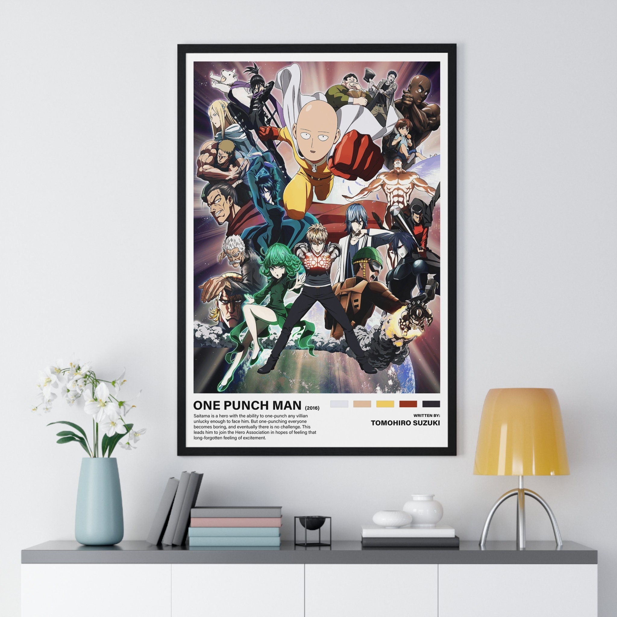 Vintage Japanese Anime One Punch Man Poster Retro Kraft Paper Posters Wall  Sticker Home Decor Living Room Bar Cartoon Picture