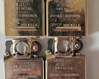 Lotto di quattro inserti Zippo originali B 2021, inserti di ricambio Zippo, mai usati/oro