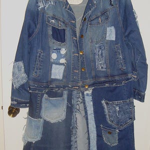 Magnolia Love plus 16 18 Cappotto in denim infrangibile Giacca morbida e COMODA patchwork perla OOAK strappi brandelli rammendo cottage hobo boho