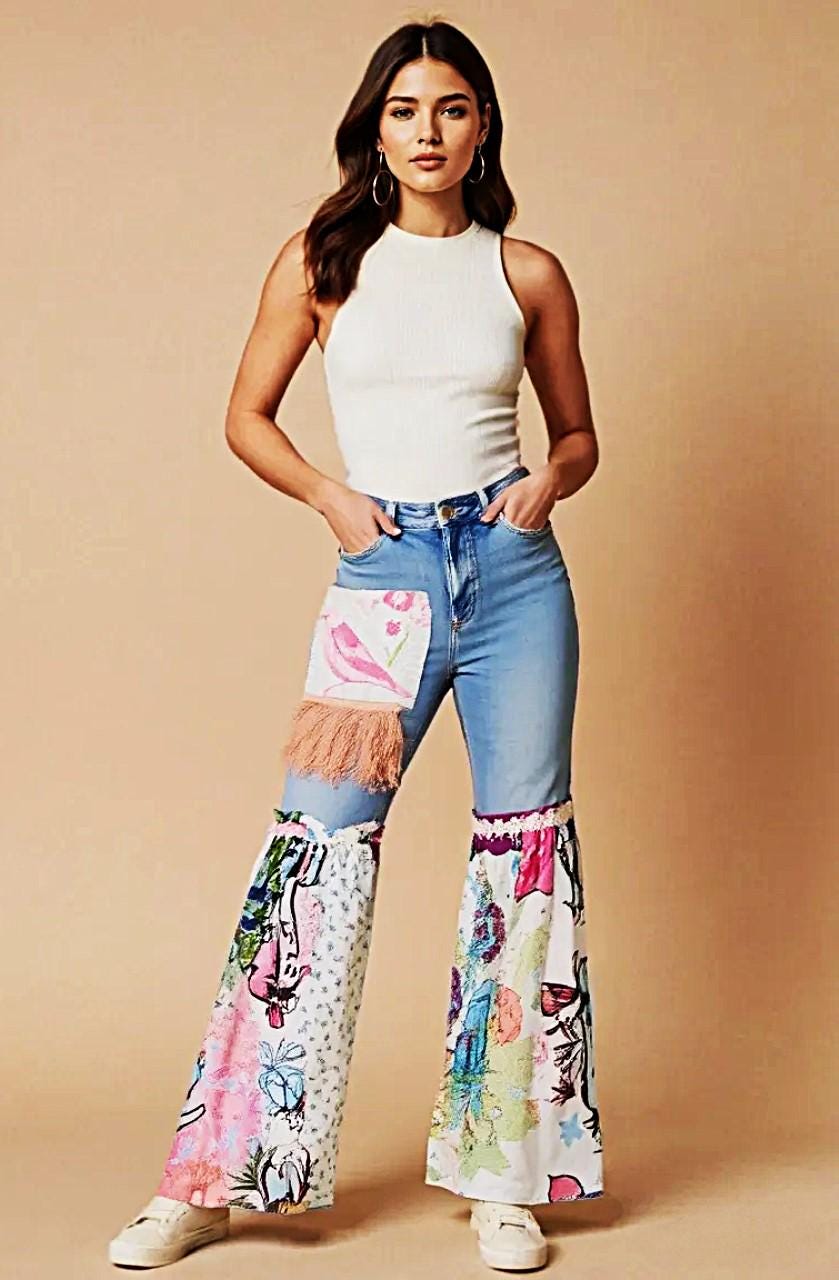 RESERVED for Valerie **** Magnolia Love Hippie Fun Jeans 10 12 S14