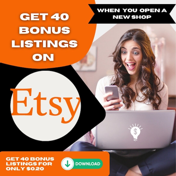 Etsy 40 BONUS Listings When You Open a New Etsy Shop Small Business Passive Income Built Wealth Listings On Etsy Coupon