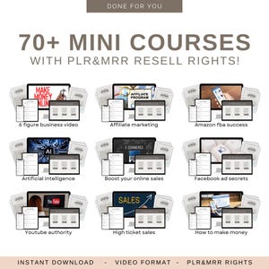 70 Mini Courses Bundle with MRR PLR Resell Rights, Online Digital Business,PLR Digital Product Make Money Online Video Courses