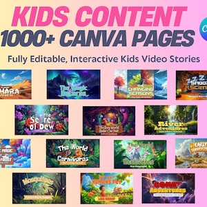 99 Fully Editable, Interactive Kids Video Stories, ready-to-use Canva Template for Engaging Content
