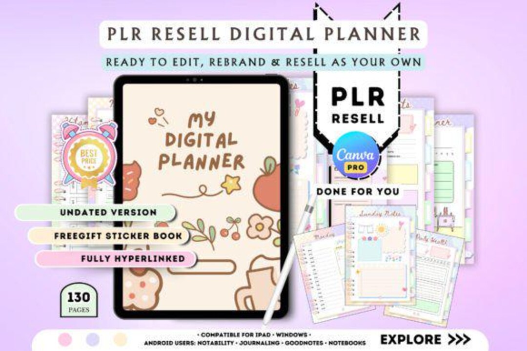PLR Digital Planner Canva Template | Editable & Commercial Use | Sell ...