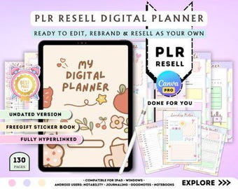 PLR Digitaler Planer Canva Vorlage | Bearbeitbar und kommerziell nutzbar | Verkaufen Sie Ihre eigene