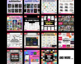 1 M+ Mega Bundle di prodotti digitali / Collezione completa del negozio / PLR e uso commerciale