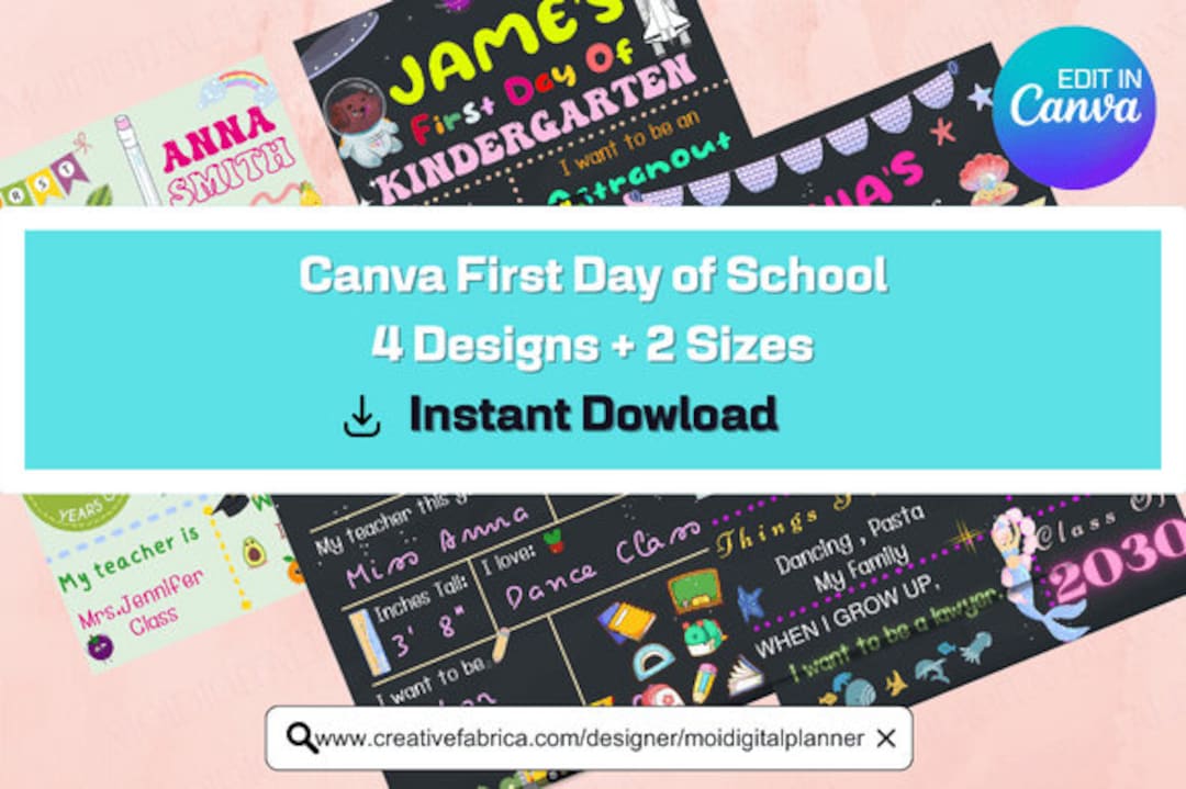 First Day of School Sign EASY DIY Canva Template Printable - Etsy