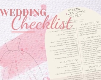 Wedding Planner Checklist | Wedding Countdown Planner | Printable Wedding timeline | Wedding Checklist | Wedding Organiser | Bridal Planner