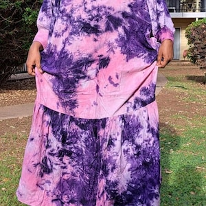 Maxi Dress, Adire gown styles, Adire kaftan styles, Adire cotton bubu styles for ladies, Adire tie-dye dress.