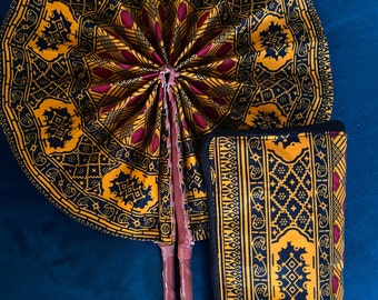 Totes bag and folding fan set in African Print/ Shopping bag/ Beach bag