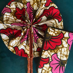Totes bag and folding fan set in African Print/ Shopping bag/ Beach bag