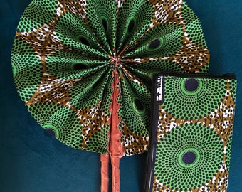 Totes bag and folding fan set in African Print/ Shopping bag/ Beach bag