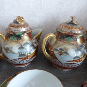 service a thé ou a café en porcelaine,japon théière,pot a lait,sucrier 12 tasses image 5