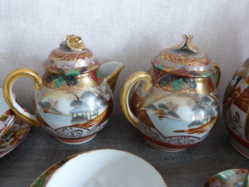 service a thé ou a café en porcelaine,japon théière,pot a lait,sucrier 12 tasses image 5