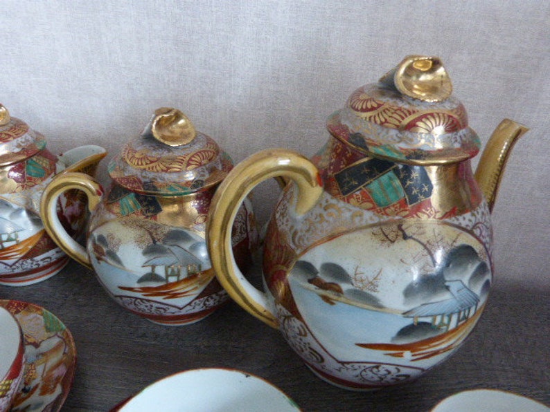 service a thé ou a café en porcelaine,japon théière,pot a lait,sucrier 12 tasses image 6