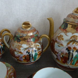 service a thé ou a café en porcelaine,japon théière,pot a lait,sucrier 12 tasses image 8