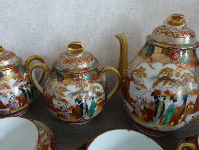 service a thé ou a café en porcelaine,japon théière,pot a lait,sucrier 12 tasses image 8