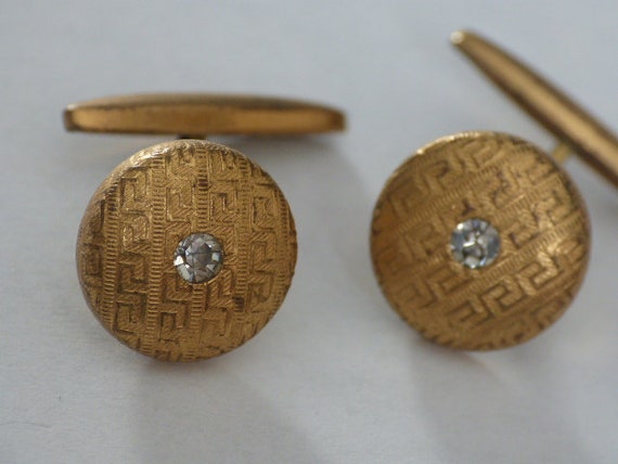 Vintage gold metal cufflinks (CH) - image 3