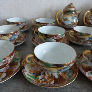 service a thé ou a café en porcelaine,japon théière,pot a lait,sucrier 12 tasses image 2