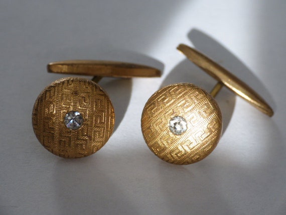 Vintage gold metal cufflinks (CH) - image 1