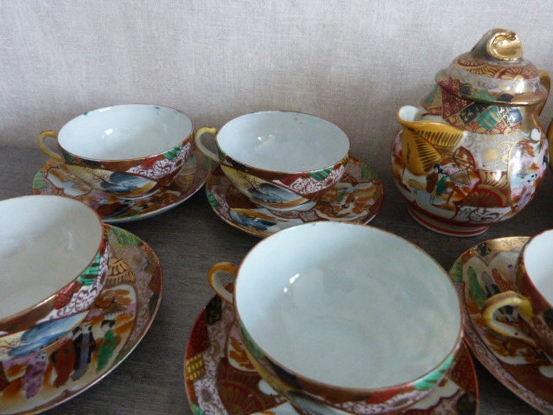service a thé ou a café en porcelaine,japon théière,pot a lait,sucrier 12 tasses image 9