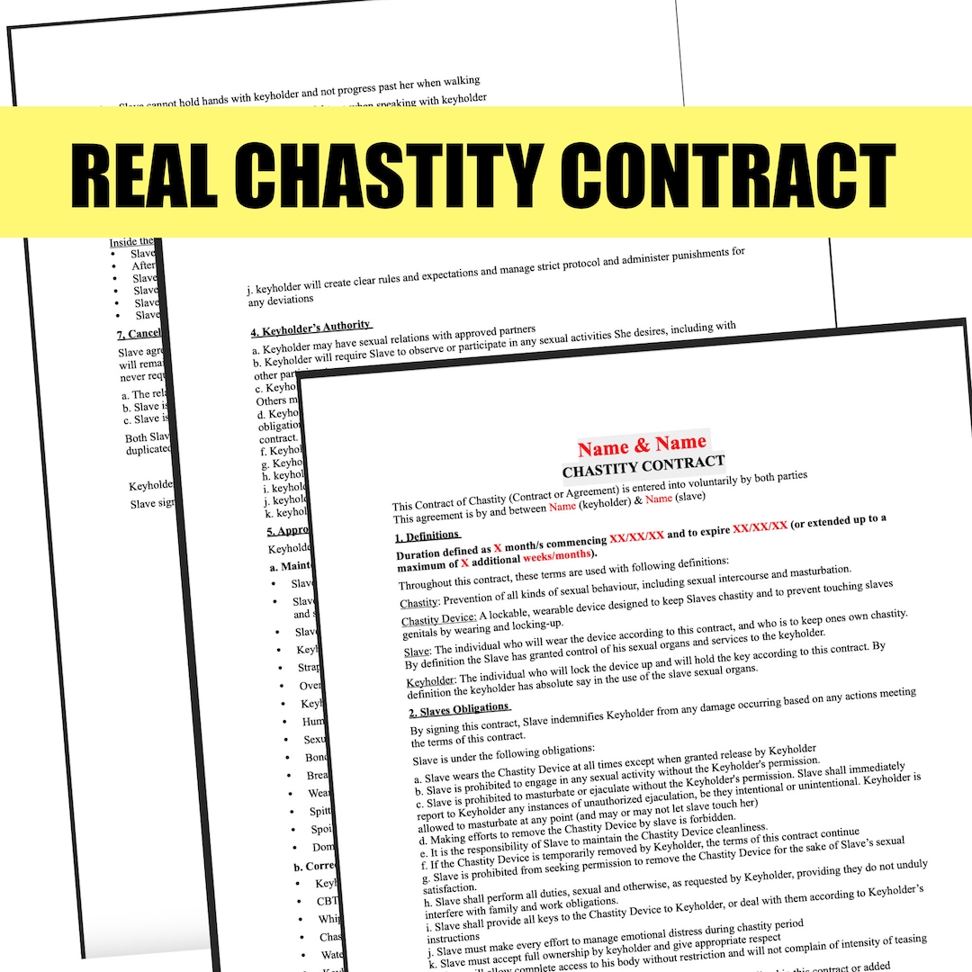 Chastity Contract for FLR, Femdom and Couples Real Chastity Contract