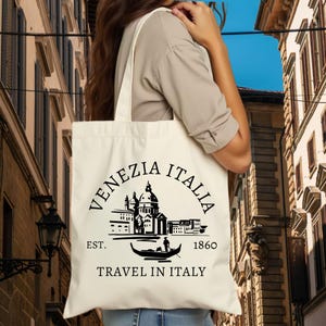 Italy Tote Bag, Vintage Italia Style, Venezia Italy, Travel Italy Tote, Canvas Tote Bag, Aesthetic Tote Bag, Italy Gift