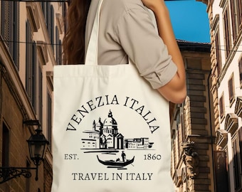 Vintage canvas draagtas Venezia Italia, reiscadeau Italië