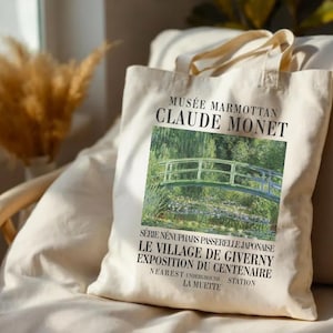 Claude Monet Tote Bag, Water Lilies and Japanese Bridge Tote Bag, Art Tote Bag, Canvas Tote Bag, Tote Bag Aesthetic, Art gift, Monet gift