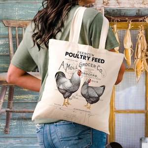 Rooster Tote Bag, Farmhouse Tote Bag, Country Tote Bag, Canvas Tote Bag, Tote Bag Aesthetic, Rooster Gift, Tote Bag