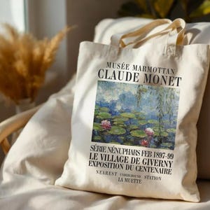 Claude Monet Tote Bag, Water Lilies, Art Tote Bag, Fine Art, Canvas Tote Bag, Tote Bag Aesthetic, Art gift, Monet gift