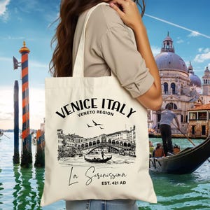 Italy Tote Bag, Venice Italy Tote Bag, Veneto Region, Travel in Italy Tote, Canvas Tote Bag, Aesthetic Tote Bag, Italy Gift