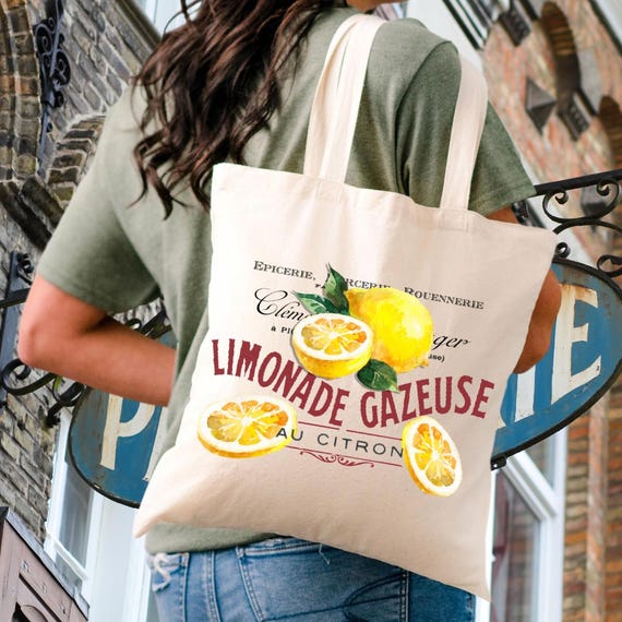Lemon Tote Bag | Vintage French Limonade Design - Etsy