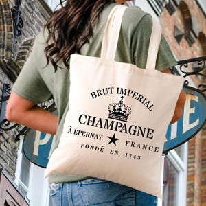 Champagne Tote Bag, French Shabby Chic, Tote Bag Aesthetic, Champagne Lover Gift