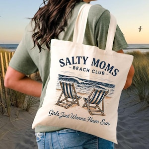 Bolsa Beach Club, Estilo Vintage, Bolsa de Praia Salty Moms, Bolsa Náutica, Bolsa de Lona, Presente para Mãe, Bolsa de Praia, Presente de Praia, Dia das Mães