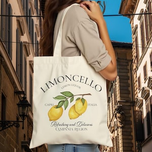 Limoncello Tote Bag, Italy Tote Bag, Campania Region Tote Bag, Travel in Italy Tote, Canvas Tote Bag, Aesthetic Tote Bag, Italy Gift