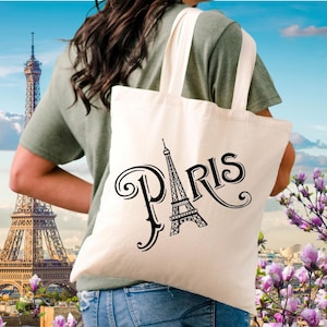 Paris Einkaufstasche, Eiffelturm Einkaufstasche, Paris Reisetasche, Einkaufstasche Ästhetik, Canvas Einkaufstasche, Paris-Liebhaber-Geschenk, Paris Geschenk