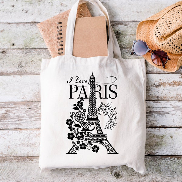 Sac cabas Paris Tour Eiffel, Sac de voyage Paris, Sac cabas esthétique, Sac cabas en toile, Cadeau pour les amoureux de Paris