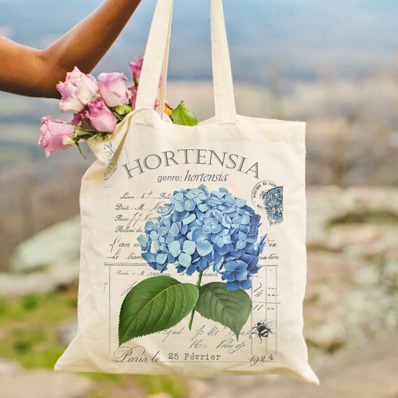 Floral Tote Bag French Country Hydrangea Tote Bag Shabby Chic Tote Bag Aesthetic Shabby Chic Gift Hydrangea Gift Etsy