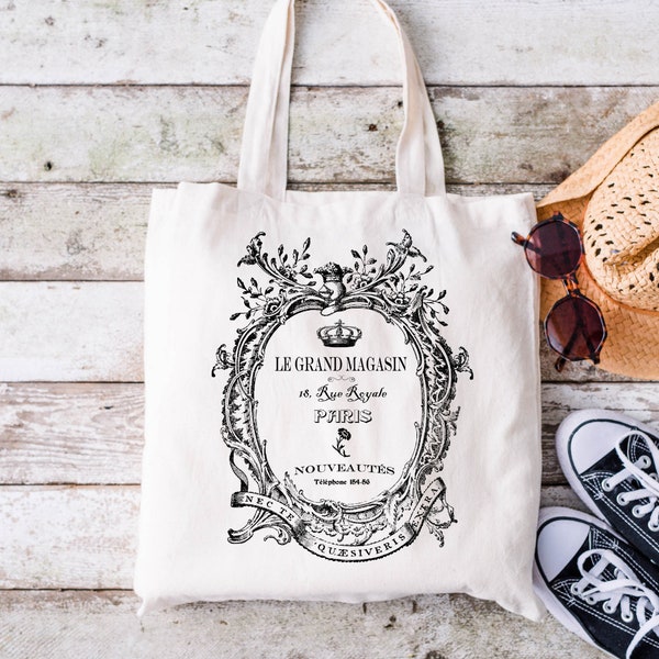 Paris Tote Bag, Le Grand Magasin Paris Tote Bag, French Shabby Chic, Tote Bag Aesthetic, Paris Lover Gift