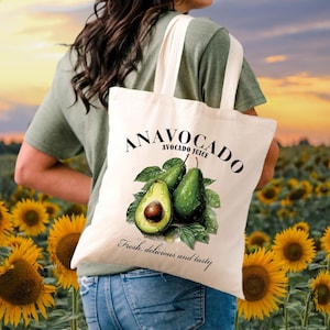 Avocado Tote Bag | Retro Farmers Market Avocado Tote Bag, Vintage Style, Aesthetic Tote Bag | Canvas Tote Bag | Avocado Gift
