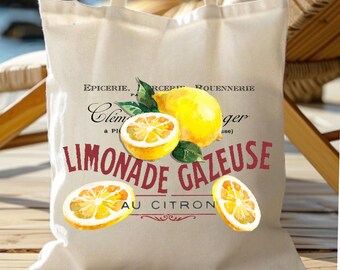 Lemon Tote Bag | Vintage French Limonade Design - Etsy