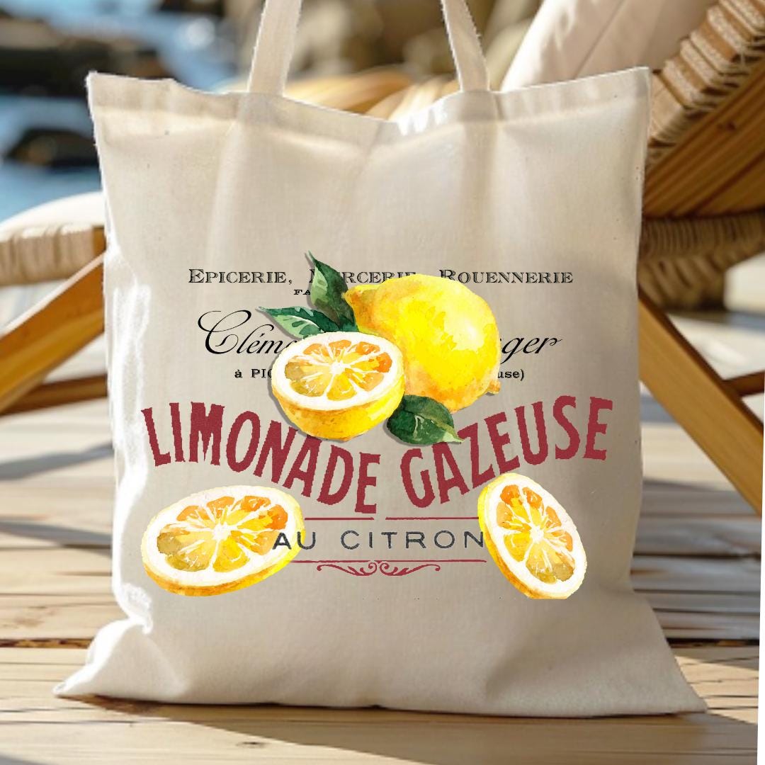 Lemon Tote Bag | Vintage French Limonade Design - Etsy